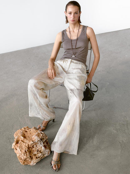 Round neck top with seam details