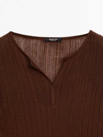 Long sleeve ribbed T-shirt