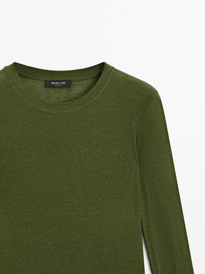 Long sleeve T-shirt with ribbed trims