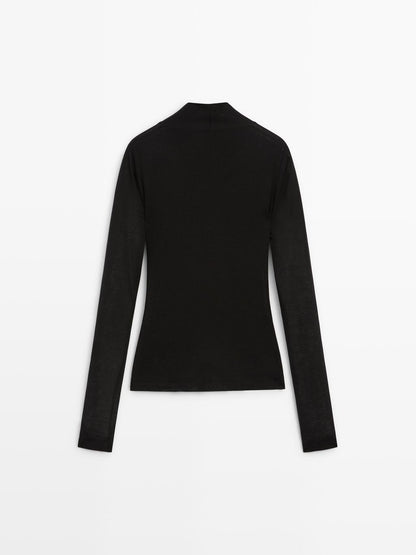 Lyocell and wool crossover top