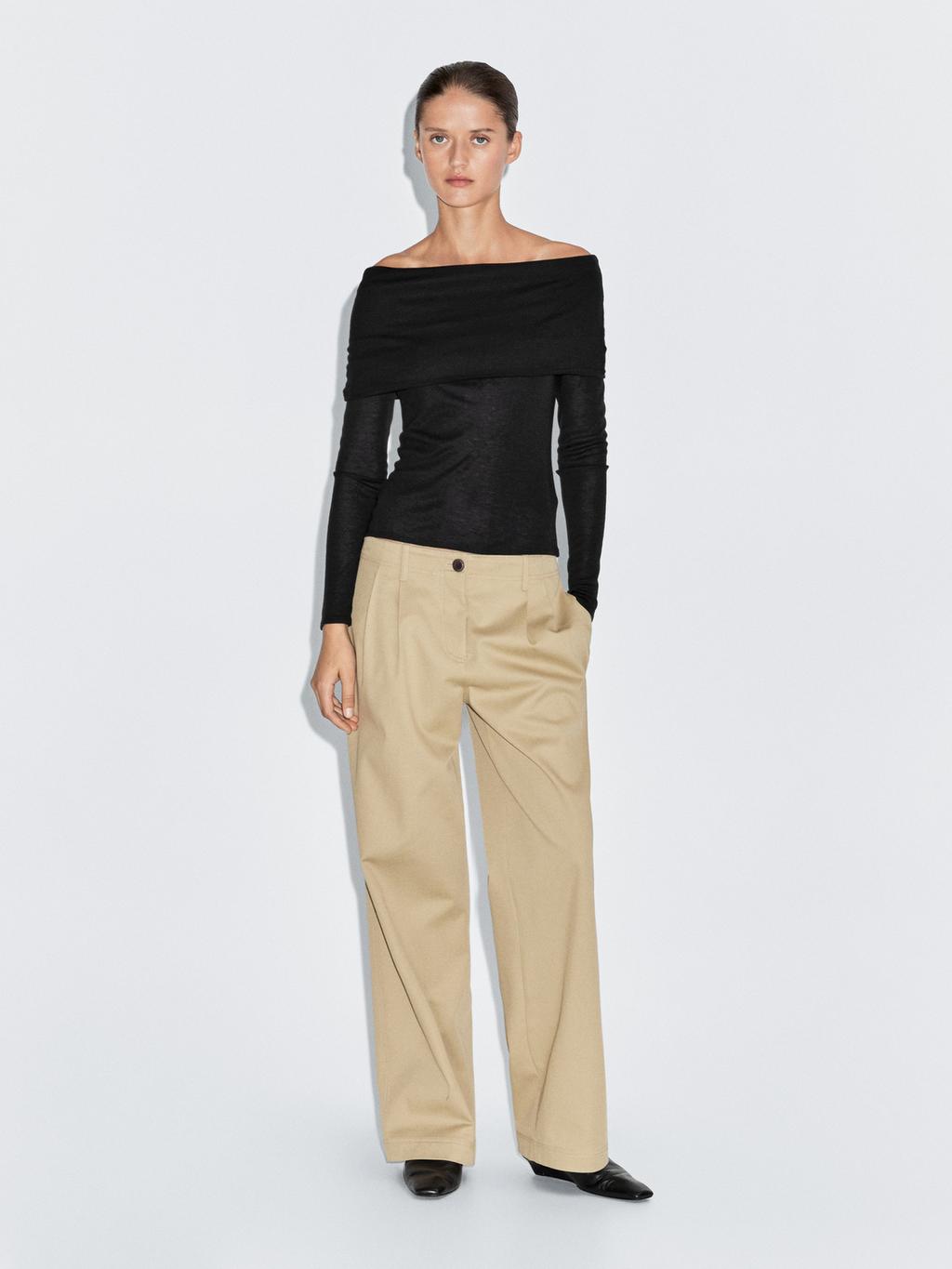 Long sleeve strapless T-shirt