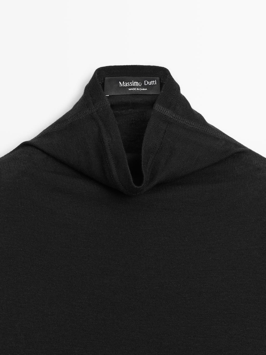 Long sleeve lyocell and wool blend T-shirt