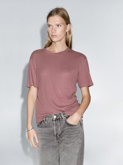 Short sleeve cotton blend T-shirt