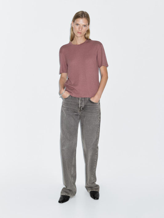 Short sleeve cotton blend T-shirt