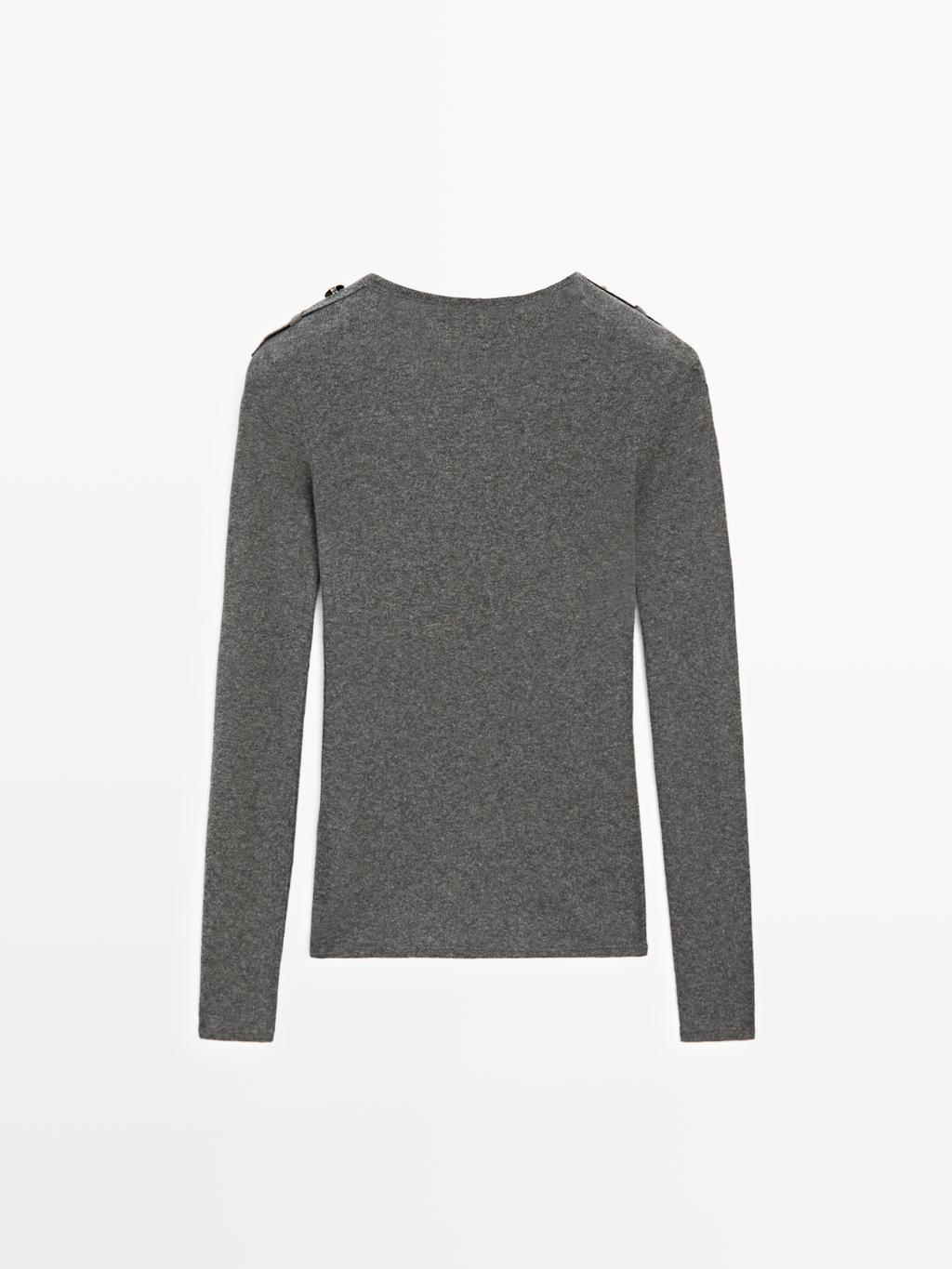 Knit T-shirt with shoulder detail