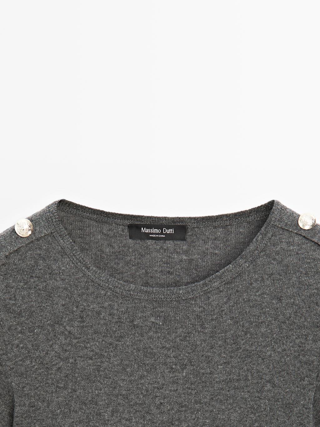 Knit T-shirt with shoulder detail