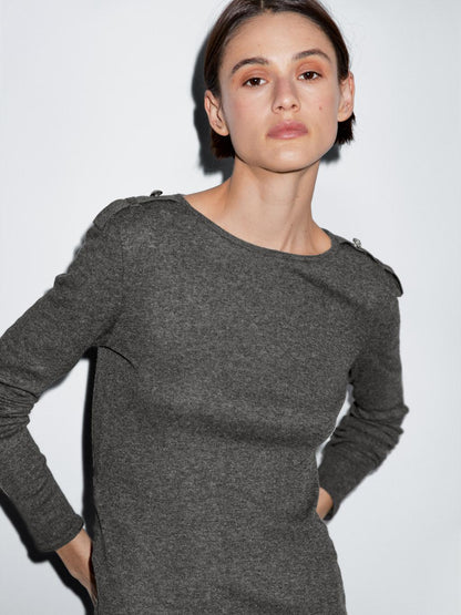 Knit T-shirt with shoulder detail