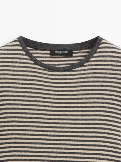 Long-sleeve cotton blend T-shirt