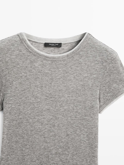 Short sleeve T-shirt with double trim