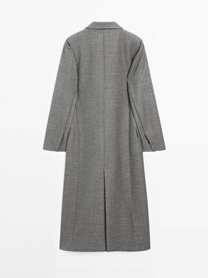 Long 100% wool coat with notch lapel - LIMITED