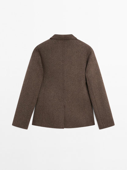 Wool blend blazer with tailored collar