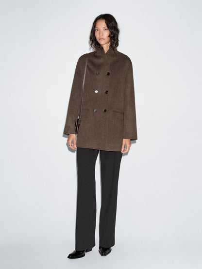 Wool blend coat with tuxedo collar