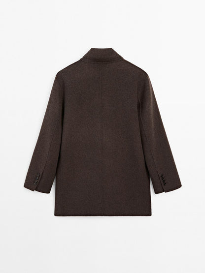 Wool blend coat with tuxedo collar