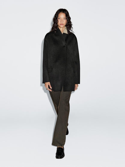 Wool blend high neck coat