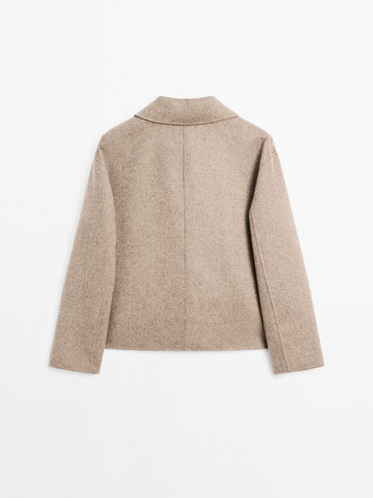 Short wool blend coat with buttons