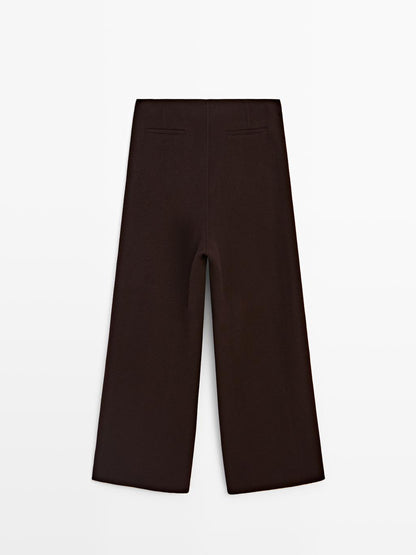 Wool blend straight-leg trousers