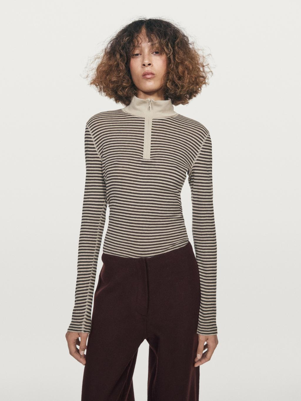 Wool blend straight-leg trousers