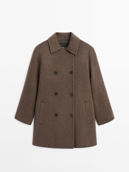 Wool blend double-breasted coat