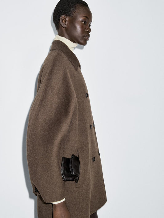 Wool blend double-breasted coat