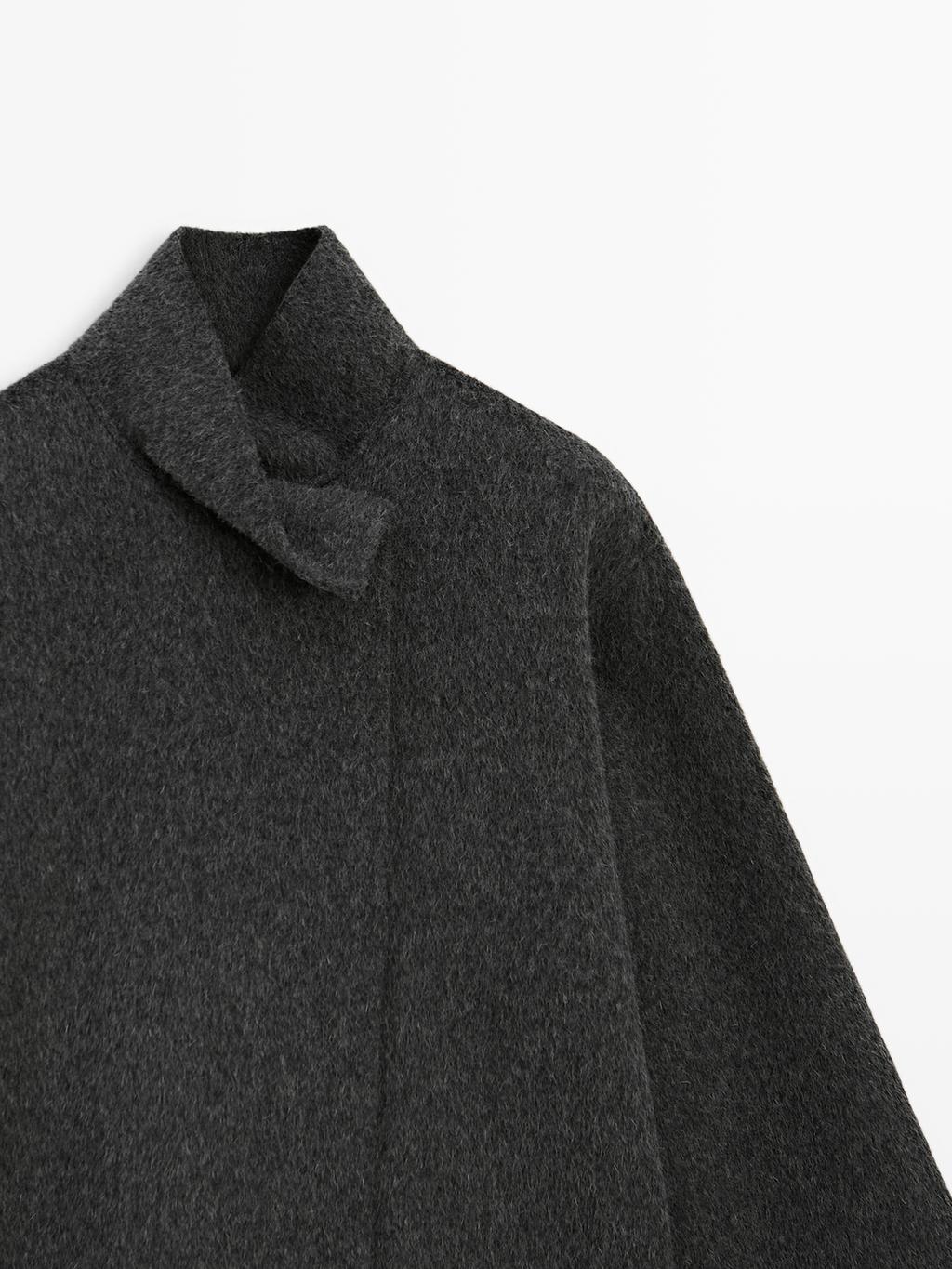 Wool blend cape coat with high neck
