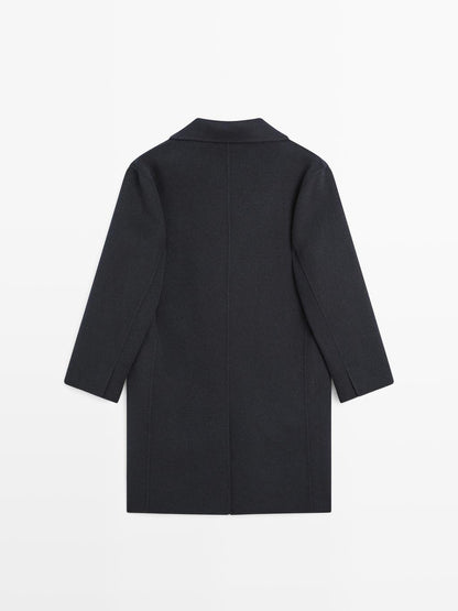 Long wool blend two-button coat