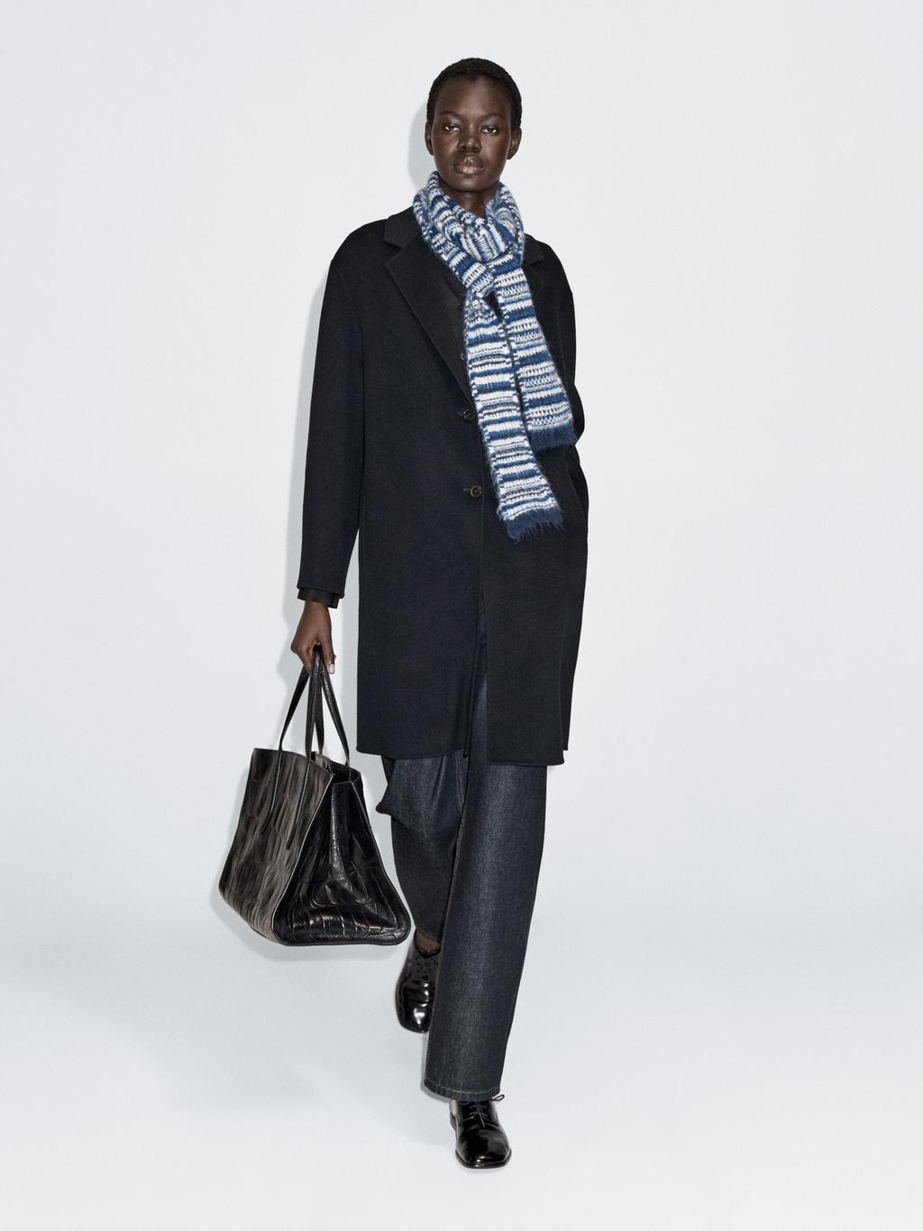 Long wool blend two-button coat