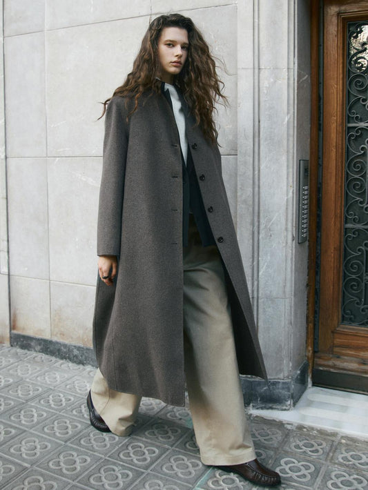 Wool blend high neck coat