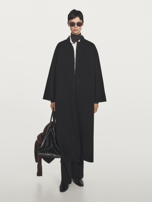 Long coat with stand collar