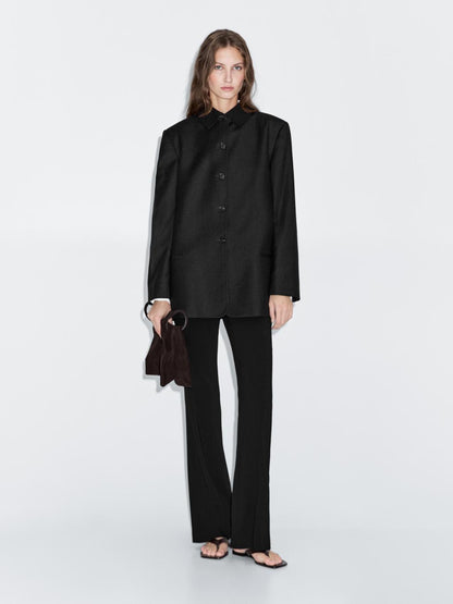 Contrast collar short coat