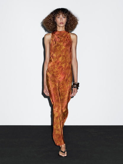 Long flowing printed dress