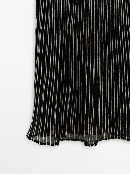 Long pleated knit dress