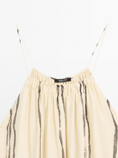 Flowing stripe print midi dress