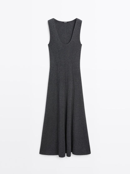 Long A-line knit dress