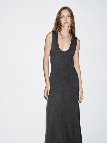 Long A-line knit dress