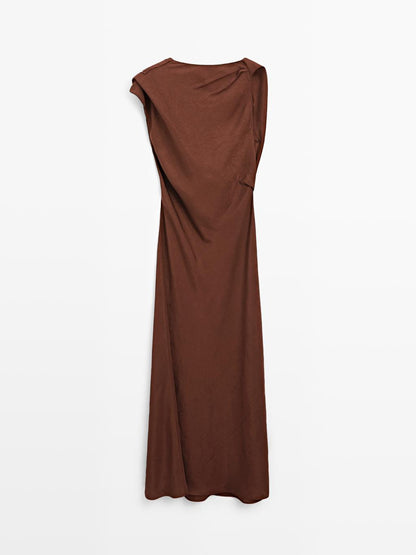 Long satin dress with open back