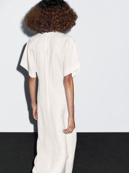 Flared V-neck midi dress