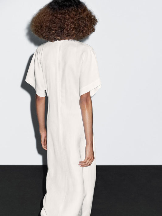 Flared V-neck midi dress