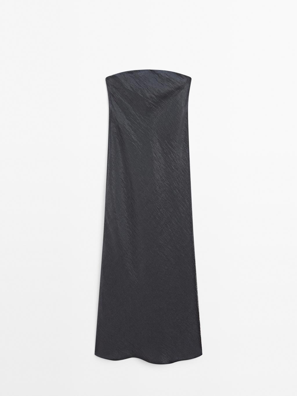 Flowing strapless midi dress