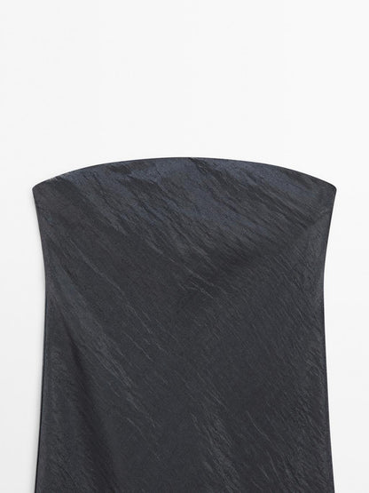 Flowing strapless midi dress