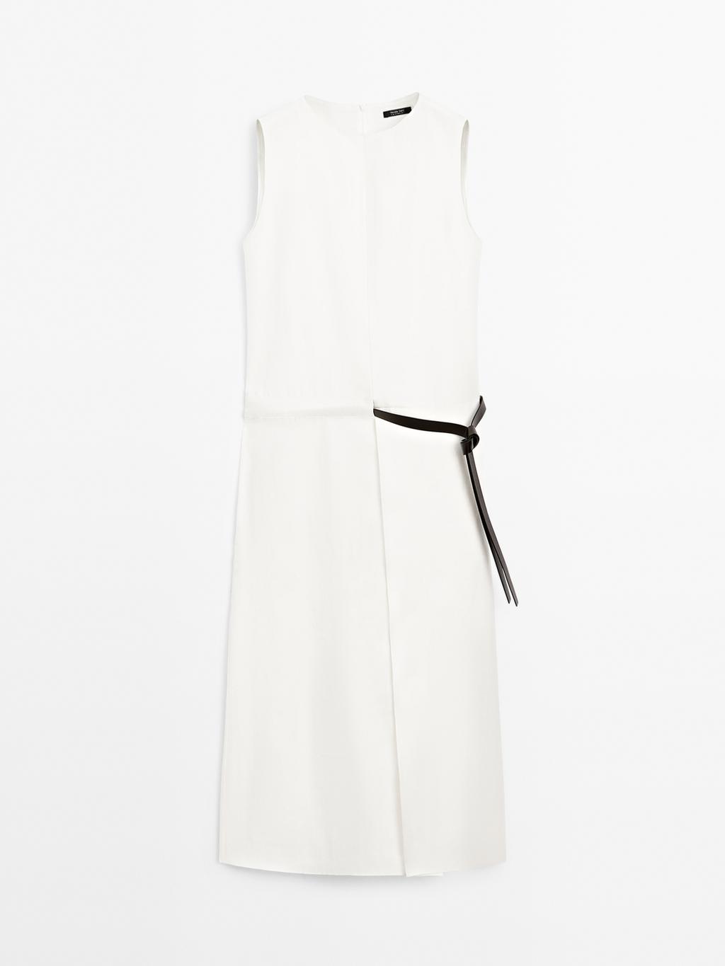 Midi dress with belt detail