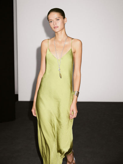 Flowing satin midi dress