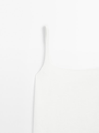 Strappy linen blend mini dress