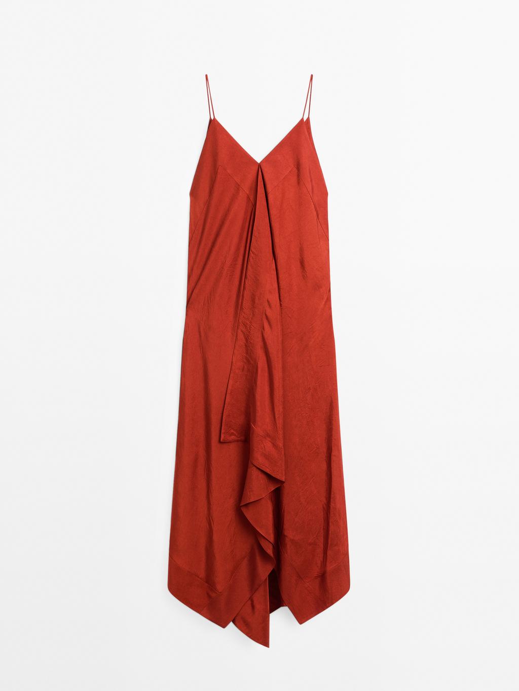 Flowing midi dress with ruffles