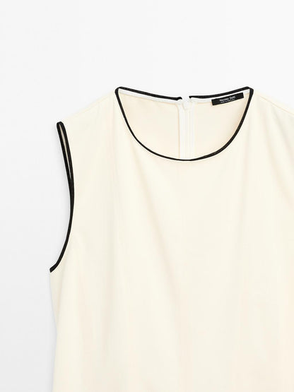 Flounce dress with contrast trims