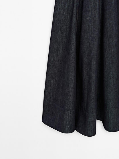 Denim midi dress with seam details