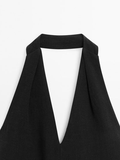 Halter midi dress with low-cut back