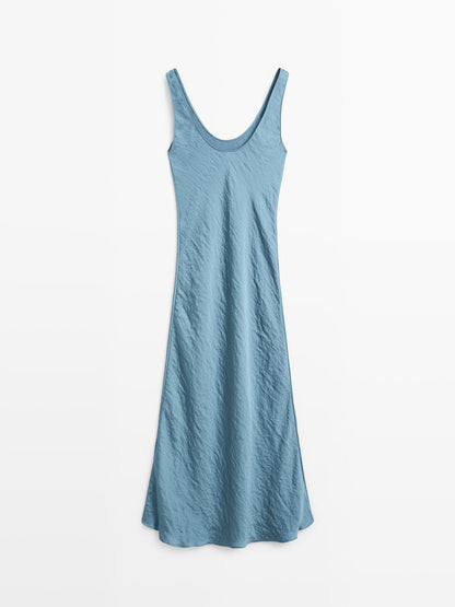 Long flowing satin dress