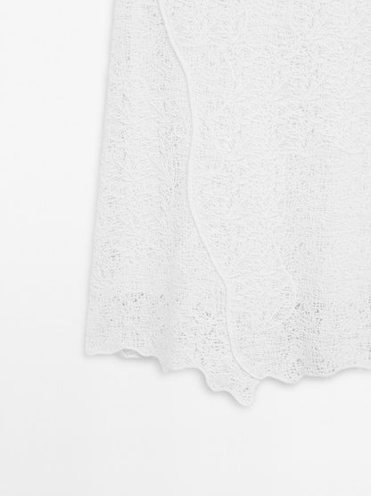 Cotton blend flounce midi dress