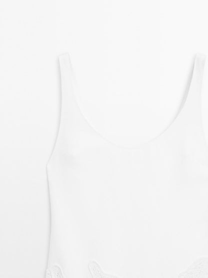 Cotton blend flounce midi dress