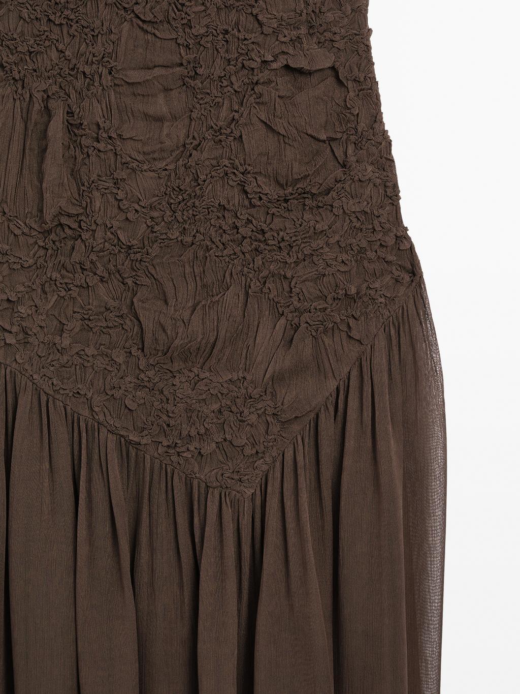 Long slip dress with gathered detail